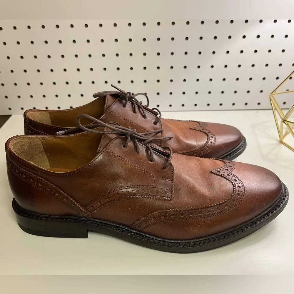 Frye Paul Bal Men's Size 10.5 D Shoes Brown Leather Cognac Lace Up Wingtip Derby